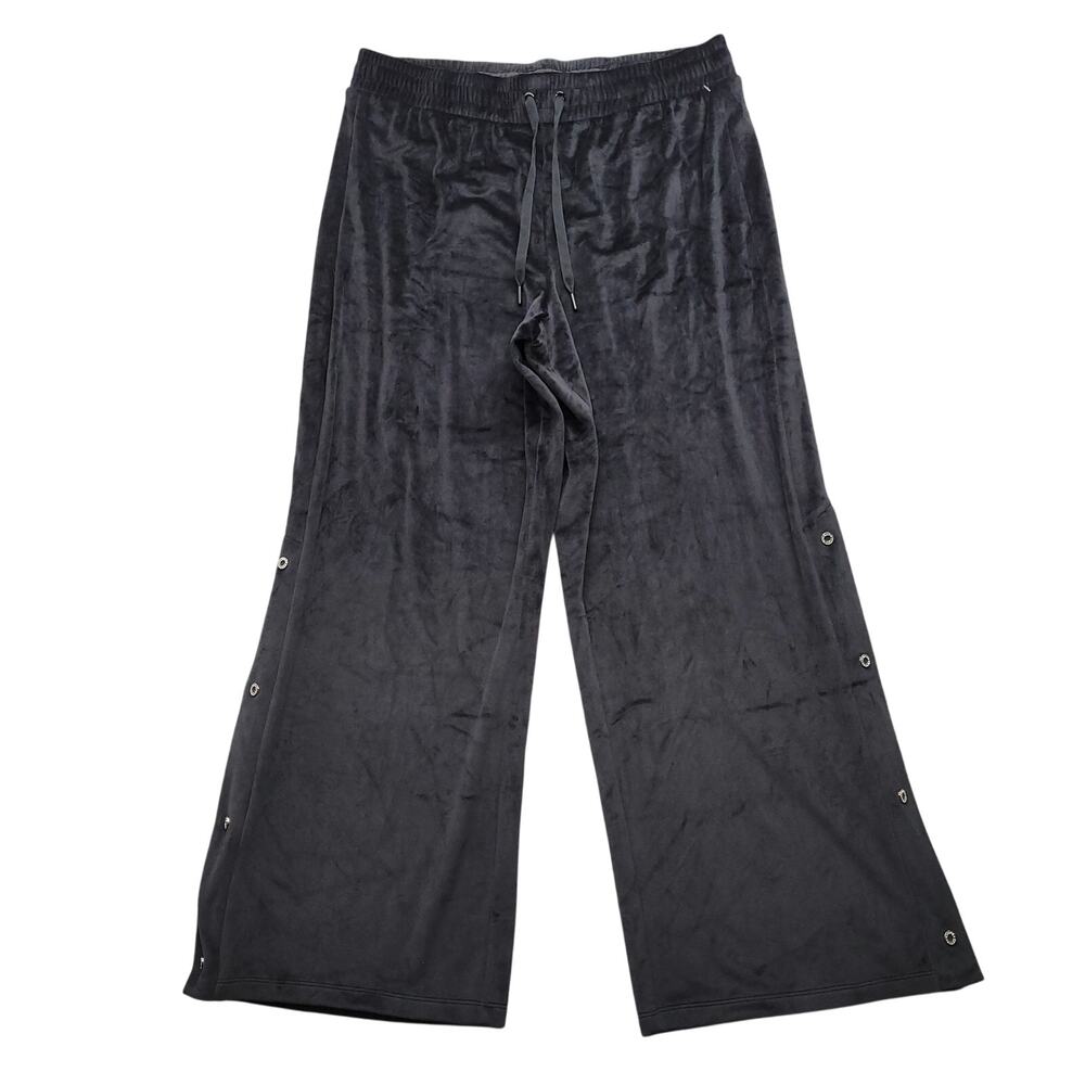 Victoria's Secret XL Black Velour Wide Leg Lounge Pants Snap Side Y2K